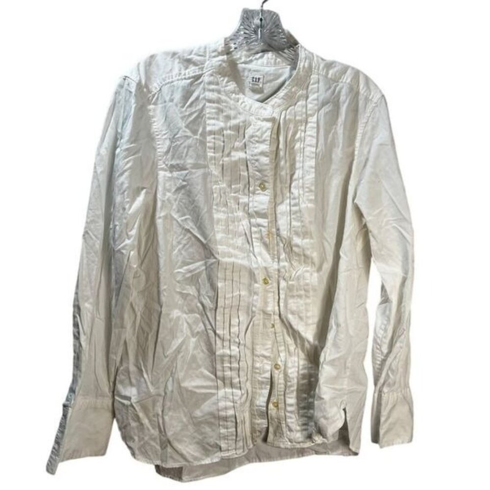 Cotton Jewel Pintuck Shirt Optic White‎ Large by GAP